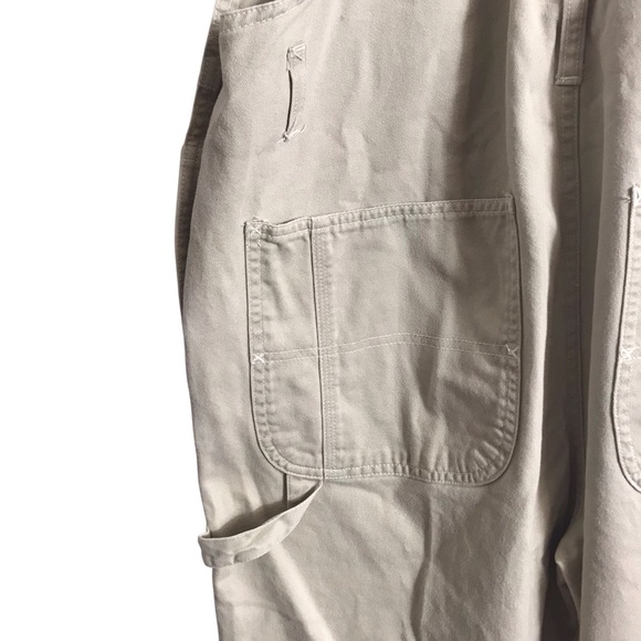 Jordache Vintage Bib Overalls Womens Large Carpenter Cargo Streetwear Beige Y2K - Picture 11 of 14